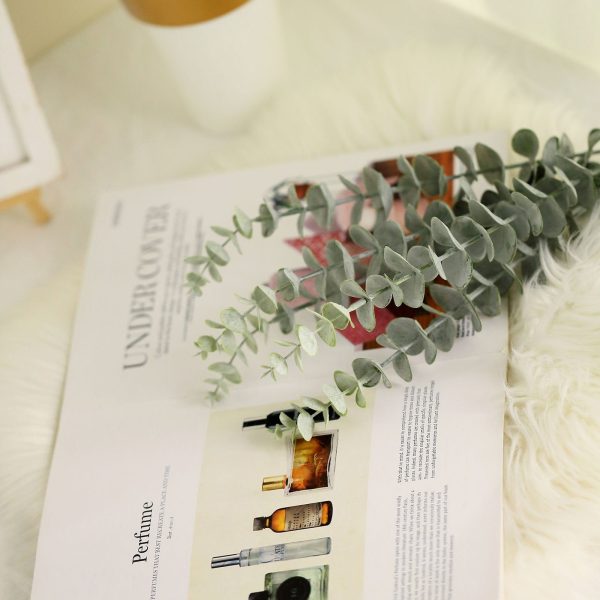 30 Stems | 17" Tall Faux Eucalyptus Bushes Artificial Greenery Spray, Fake Eucalyptus Branches – Frosted Green - Image 7