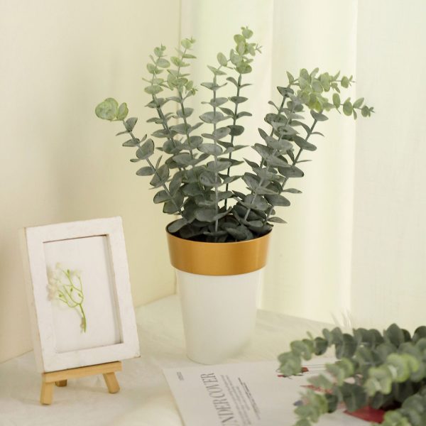 30 Stems | 17" Tall Faux Eucalyptus Bushes Artificial Greenery Spray, Fake Eucalyptus Branches – Frosted Green - Image 8