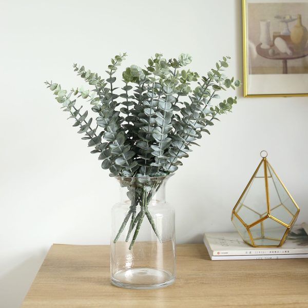 30 Stems | 17" Tall Faux Eucalyptus Bushes Artificial Greenery Spray, Fake Eucalyptus Branches – Frosted Green