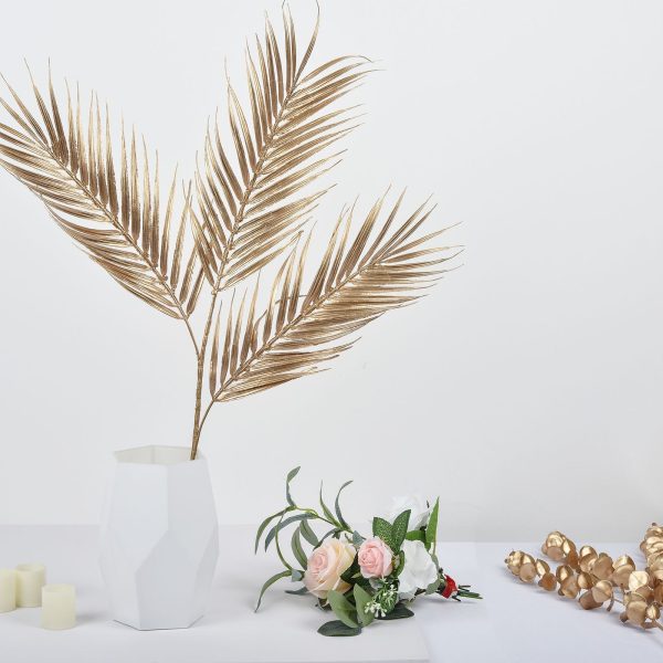 Pack of 2 | 32" Metallic Gold Artificial Palm Leaf Spray, Vase Filler Wedding Floral Decoration - Image 17