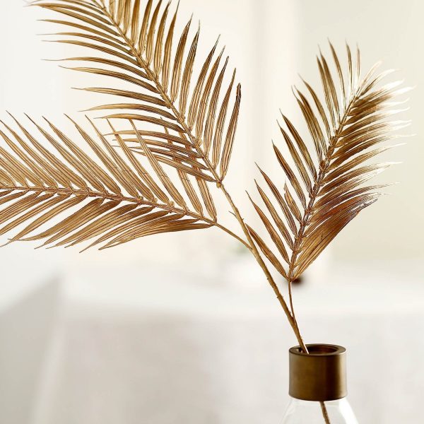 Pack of 2 | 32" Metallic Gold Artificial Palm Leaf Spray, Vase Filler Wedding Floral Decoration - Image 12