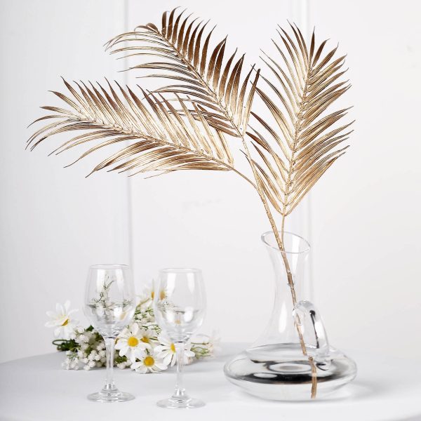 Pack of 2 | 32" Metallic Gold Artificial Palm Leaf Spray, Vase Filler Wedding Floral Decoration - Image 13