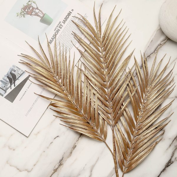 Pack of 2 | 32" Metallic Gold Artificial Palm Leaf Spray, Vase Filler Wedding Floral Decoration - Image 15