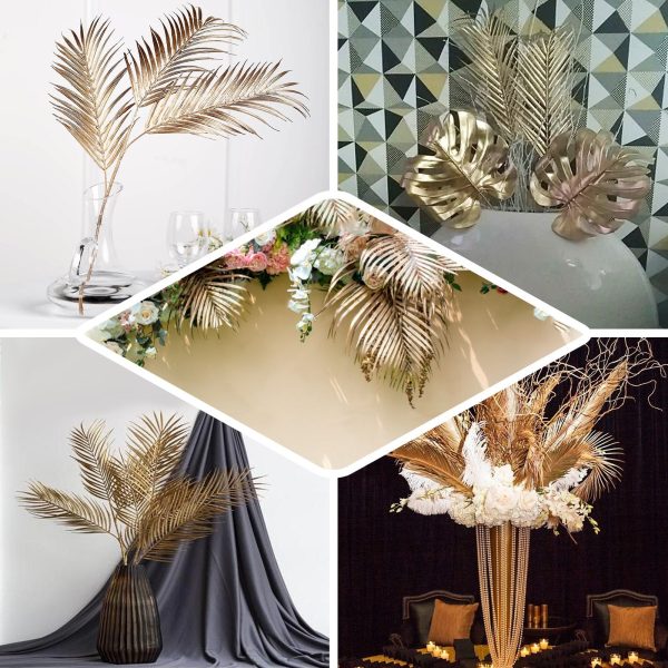 Pack of 2 | 32" Metallic Gold Artificial Palm Leaf Spray, Vase Filler Wedding Floral Decoration - Image 5