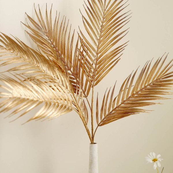 Pack of 2 | 32" Metallic Gold Artificial Palm Leaf Spray, Vase Filler Wedding Floral Decoration