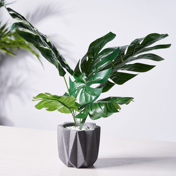 6 Stems | Monstera Tropical Leaf, Artificial Leaves For Hawaiian Luau Party Decoration - Assorted Green - Image 12