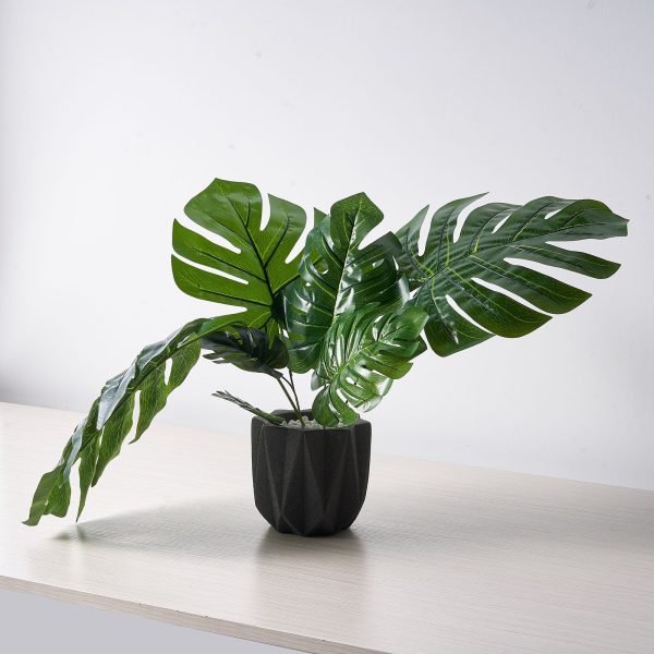6 Stems | Monstera Tropical Leaf, Artificial Leaves For Hawaiian Luau Party Decoration - Assorted Green - Image 13