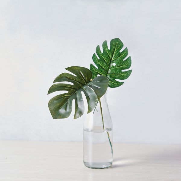 6 Stems | Monstera Tropical Leaf, Artificial Leaves For Hawaiian Luau Party Decoration - Assorted Green - Image 15