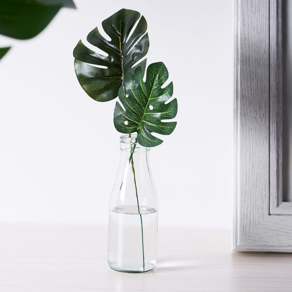 6 Stems | Monstera Tropical Leaf, Artificial Leaves For Hawaiian Luau Party Decoration - Assorted Green - Image 8