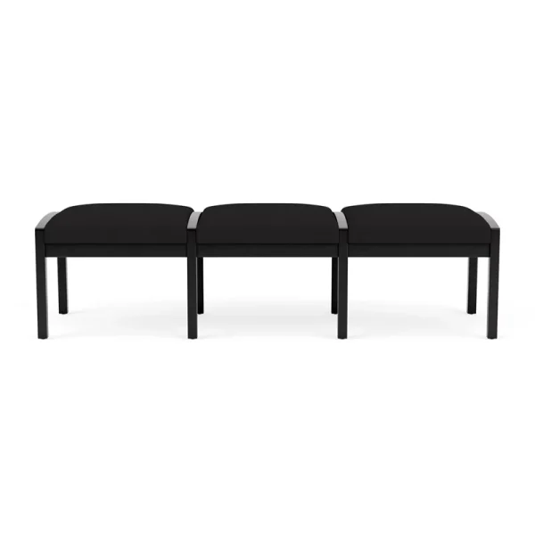 Lesro Lenox Wood 18"3-Seat Fabric Reception Bench in Open House Black - Image 2