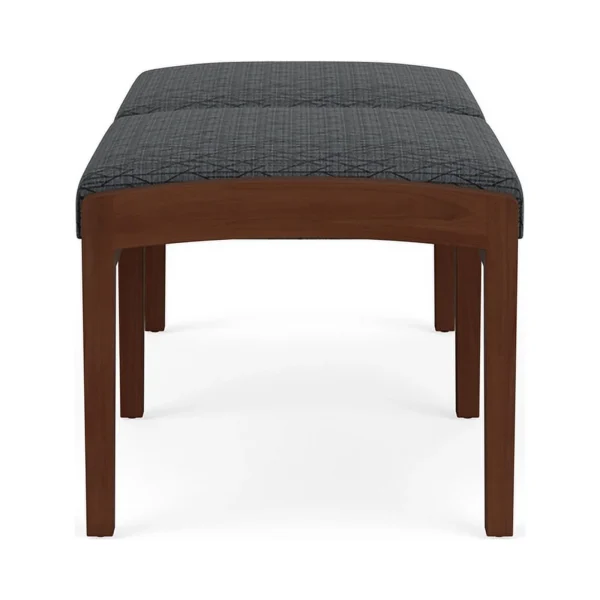 Lesro Lenox Wood 18"2-Seat Fabric Waiting Reception Bench in Black/Walnut - Image 3