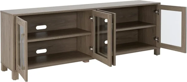 Rectangular TV Stand For TV's Up To 80"In Antiqued Gray, Electric Fireplace TV Stands For The Living Room - Image 6