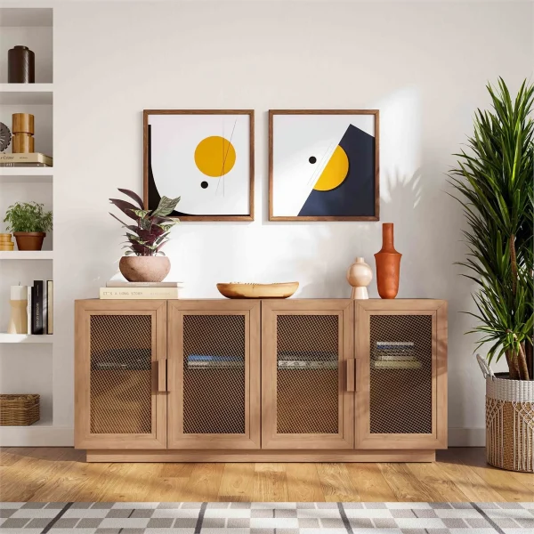 Pemberly Row Modern / Contemporay Natural Finish Media Console - Image 9