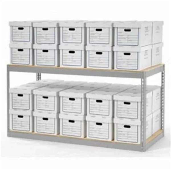 Record Storage with Boxes - Gray - 72 x 30 x 36 in.