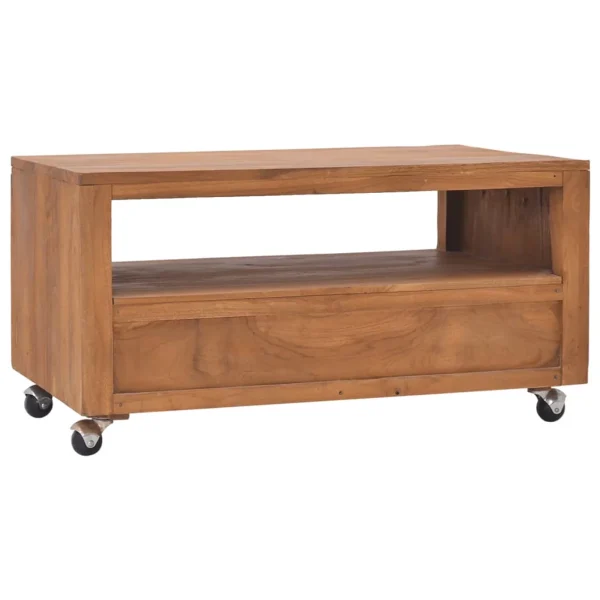Suzicca TV Cabinet with Wheels 31.5"x19.7"x16.5"Solid Teak Wood - Image 3