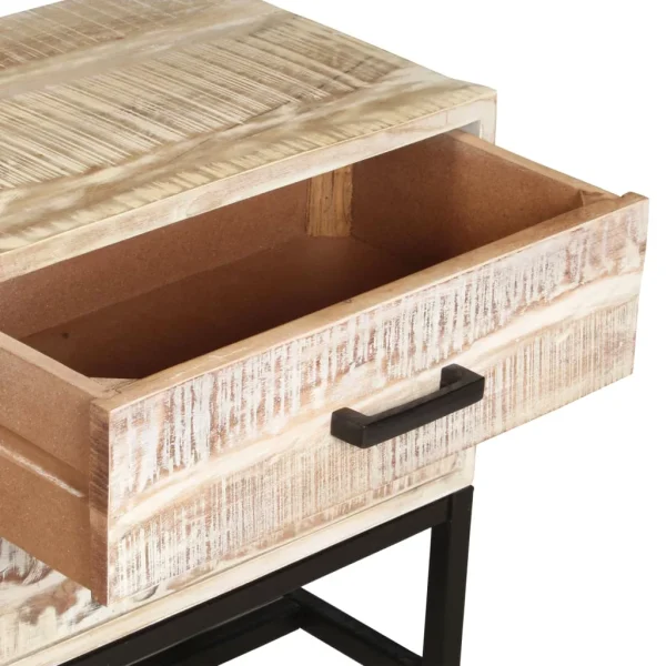 Irfora TV Stand White 55.1"x11.8"x17.7"Solid Wood Acacia - Image 5