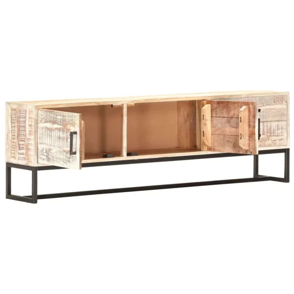 Irfora TV Stand White 55.1"x11.8"x17.7"Solid Wood Acacia - Image 2