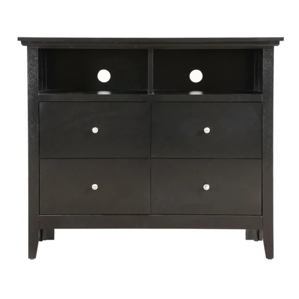 Maklaine Modern Wood 4 Drawer TV Stand with Drawers in Black - Image 3