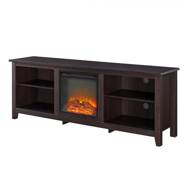 Pemberly Row MDF Rustic Farmhouse Electric Fireplace Wood TV Stand - Espresso