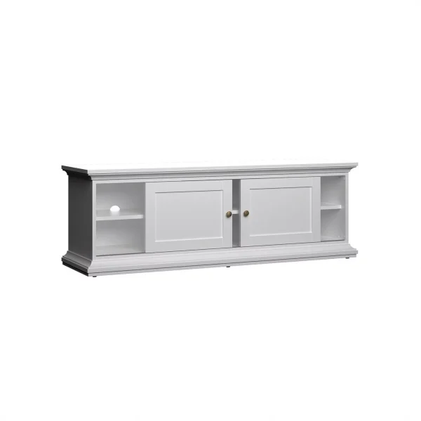 Home Square 2-Piece Set with TV Stand and 5 Shelf Bookcase in White - Image 9