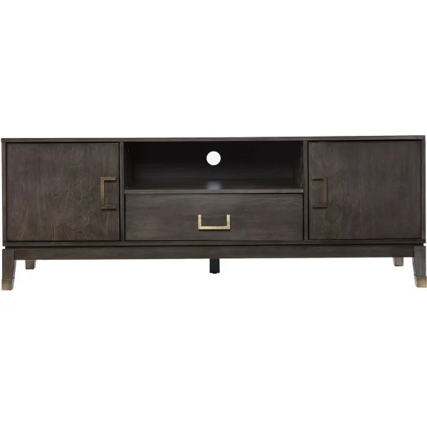 Maklaine Transitional Wood TV Stand with Storage in Gray Washed - Image 3