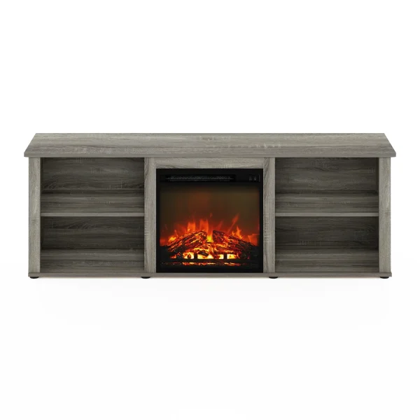 HomeStock City Sleek 70 Inch Tv Stand With Fireplace, French Oak Grey - Image 3