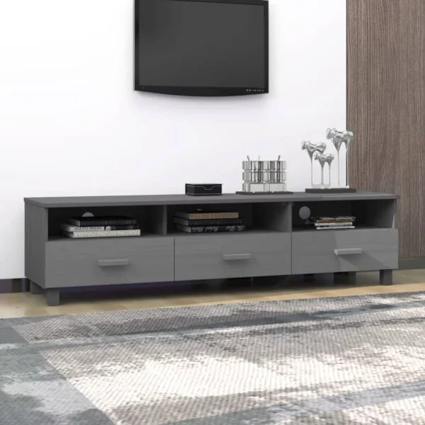 Irfora TV Stand HAMAR Dark Gray 62.2"x15.7"x15.7"Solid Wood Pine - Image 7