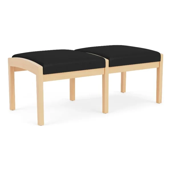 Lesro Lenox Wood 18"2-Seat Polyurethane Reception Bench in Black/Natural