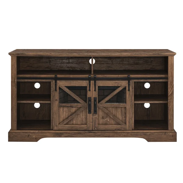 Homiyad 60 Inch Electric Fireplace Entertainment Center with Door Sensor-Reclaimed Barnwood Color - Image 7