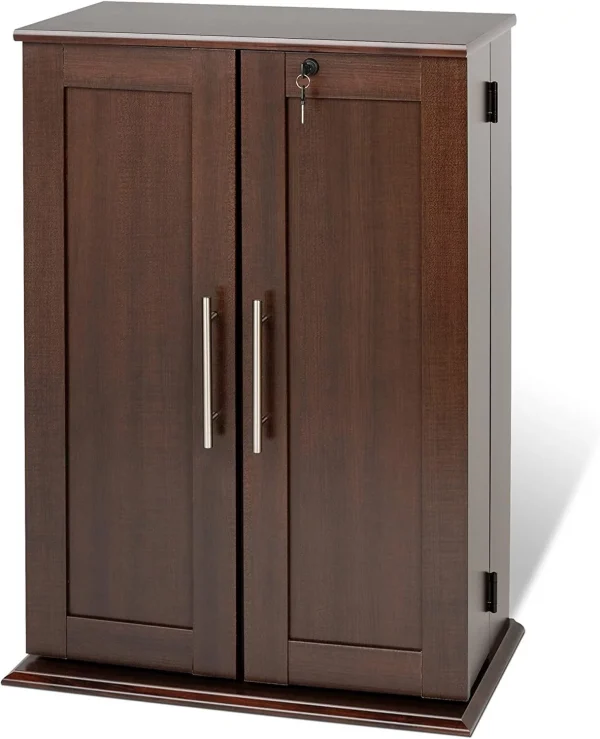 Small Deluxe Media Cabinet, Holds , , Large Wall Media Storage Rack In Espresso - Image 2