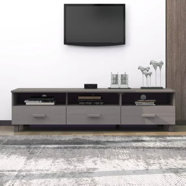 Irfora TV Stand HAMAR Gray 62.2"x15.7"x15.7"Solid Wood Pine