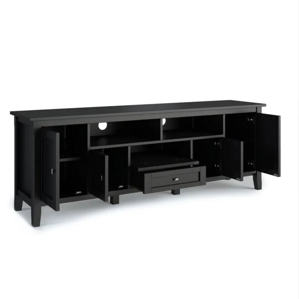 Home Square 2-Piece Set with 72"TV Media Stand and 32"Low Cabinet in Black - Image 2
