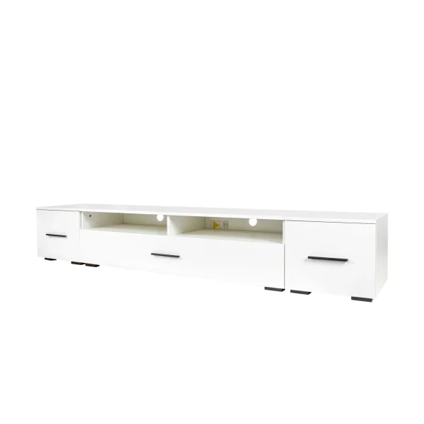 Leisure Zone TV Stand with Color Changing LED Lights Modern Universal Entertainment Center TV Cabinet for 90"TV, White - Image 5