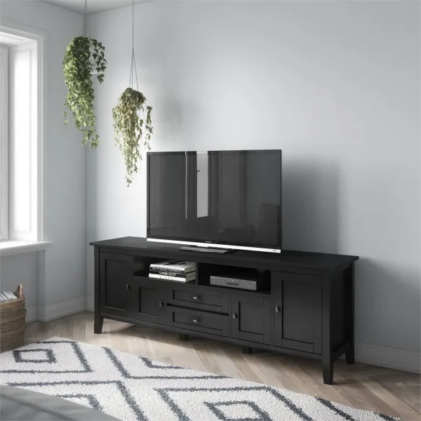 Home Square 2-Piece Set with 72"TV Media Stand and 32"Low Cabinet in Black - Image 4