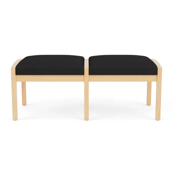 Lesro Lenox Wood 18"2-Seat Polyurethane Reception Bench in Black/Natural - Image 2