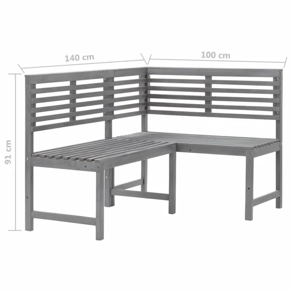 Htovila Patio Corner Bench Gray 55.1"Solid Acacia Wood - Image 7