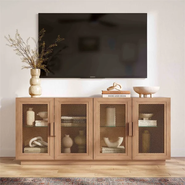 Pemberly Row Modern / Contemporay Natural Finish Media Console - Image 2