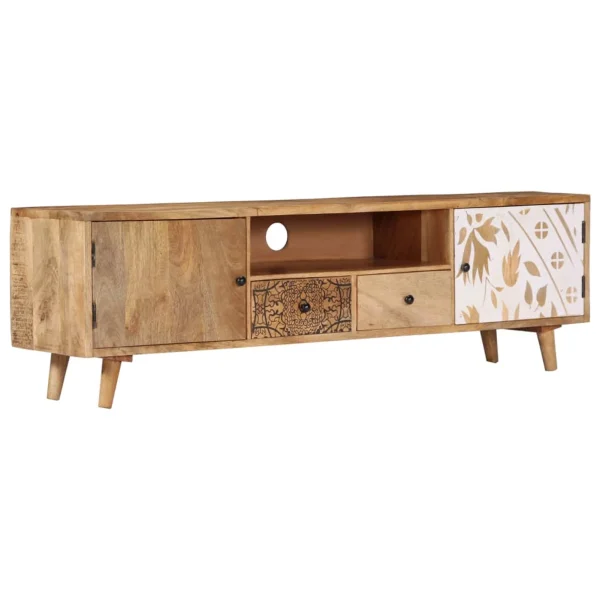 Irfora TV Stand 55.1"x11.8"x15.7"Solid Wood Mango