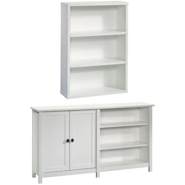 Home Square 2-Piece Set with 43"TV Console for TVs and Modern 3-Shelf Bookcase