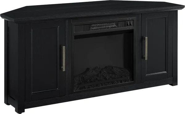 KF1006BK Camden -Inch Corner TV Stand With Electric Fireplace, Black - Image 3
