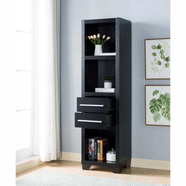 Media Tower Shelve Storage Space Pier In Black - Image 2