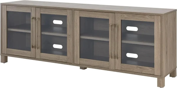 Rectangular TV Stand For TV's Up To 80"In Antiqued Gray, Electric Fireplace TV Stands For The Living Room - Image 4