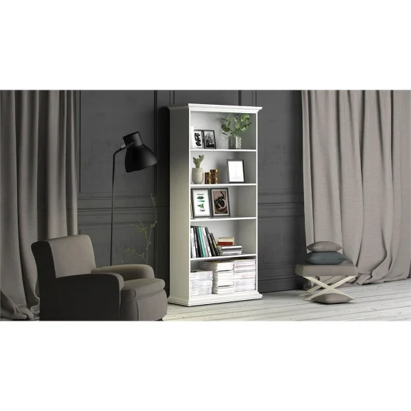Home Square 2-Piece Set with TV Stand and 5 Shelf Bookcase in White - Image 6