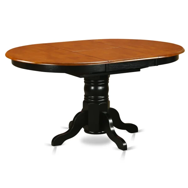 HomeStock Coastal Craftsman 5 Pc Dinette Table With Leaf And 4 Faux Leather Seat Chairs In Black And Cherry. - Image 2