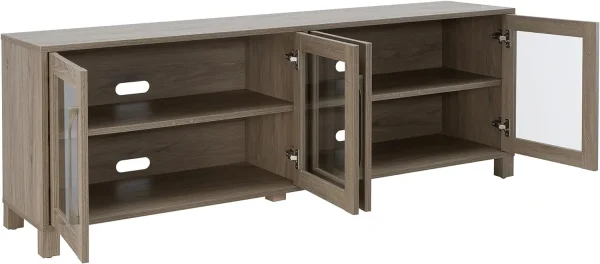 Rectangular TV Stand For TV's Up To 80"In Antiqued Gray, Electric Fireplace TV Stands For The Living Room - Image 5