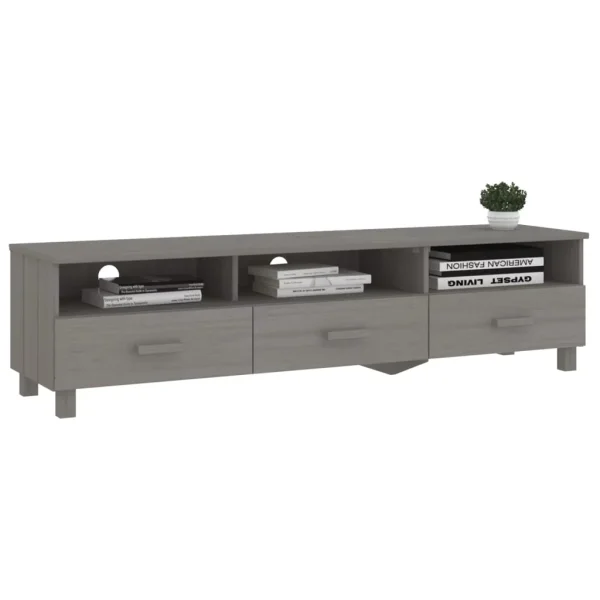 Irfora TV Stand HAMAR Gray 62.2"x15.7"x15.7"Solid Wood Pine - Image 6