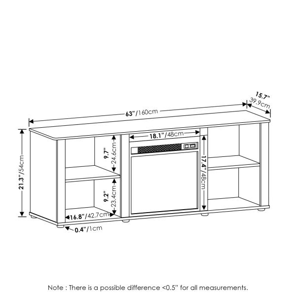 HomeStock City Sleek 70 Inch Tv Stand With Fireplace, French Oak Grey - Image 2