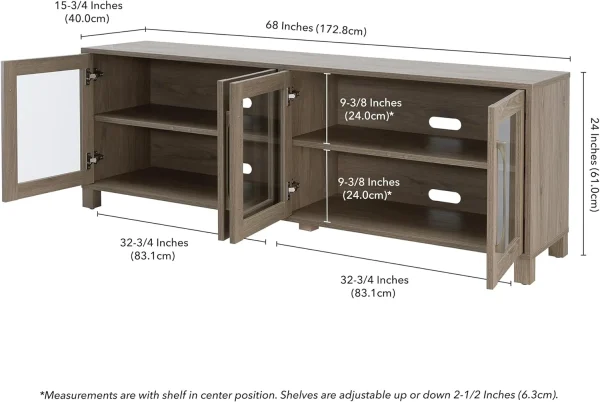 Rectangular TV Stand For TV's Up To 80"In Antiqued Gray, Electric Fireplace TV Stands For The Living Room - Image 9
