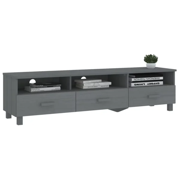 Irfora TV Stand HAMAR Dark Gray 62.2"x15.7"x15.7"Solid Wood Pine - Image 6