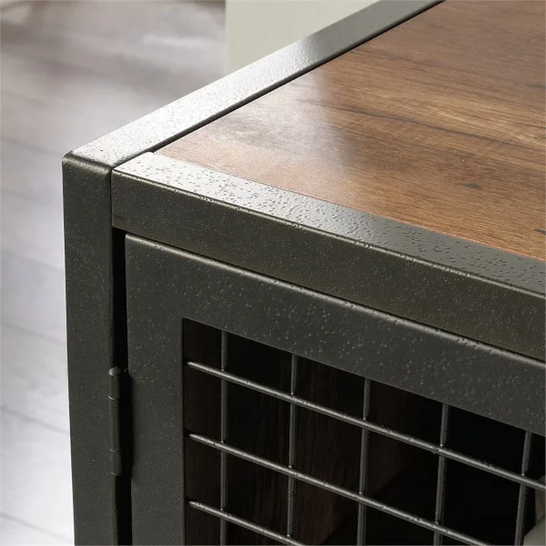 Pemberly Row Mid-Century Engineered Wood TV Stand for TVs up to 70"in Oak/Black - Image 7